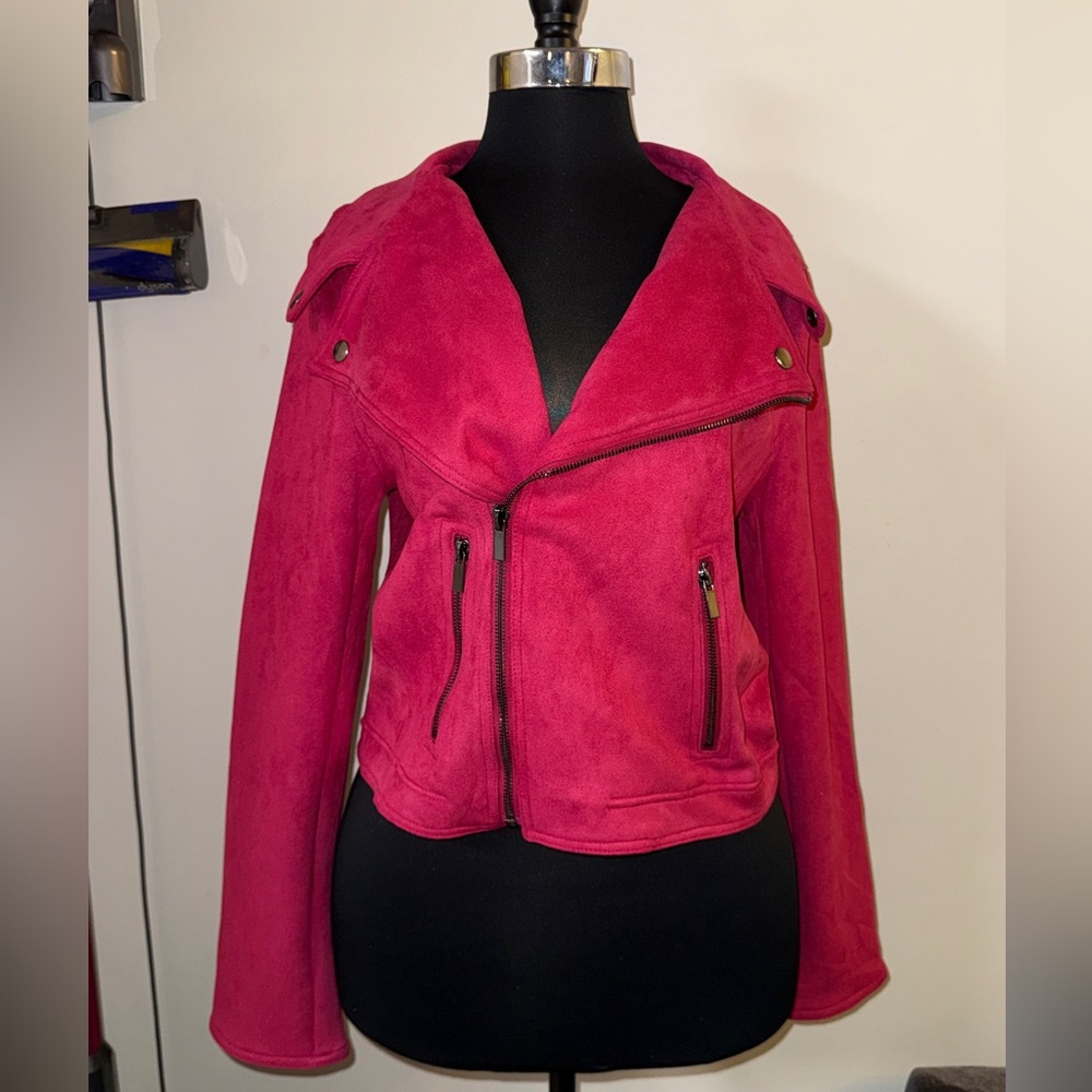 Shinestar Women's Fuchsia suede Jacket
